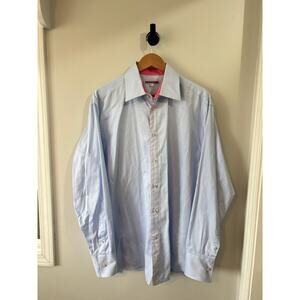 Coton Doux Fitted Flip Cuff Long Sleeve Button Shirt Blue Men's 43/17